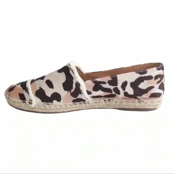 Designer Schutz Ohanna Leopard Fringe Canvas Espadrilles Loafer Flats Size 8.5 - Picture 2 of 10